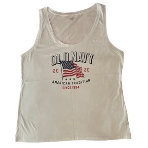 Old Navy 2020 American Flag White Tank Top Womens Size Large